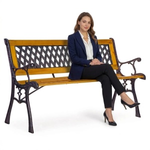 Drvena baštenska klupa sa rešetkastim naslonom 126×51 cm - MultiGarden - Img 7
