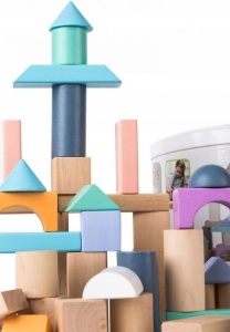 Drvene kocke 100 komada sa kanticom i sorterom ECOTOYS - Img 3