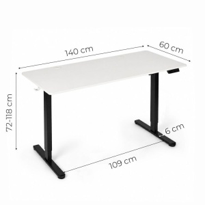 Električni radni sto 140 × 60 cm sa podesivom visinom 72–118 cm, bela radna ploča – ModernHome - Img 11