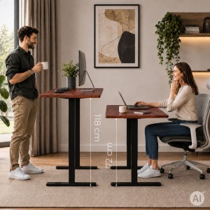 Električni radni sto 140 × 60 cm sa podesivom visinom 72–118 cm, rustični hrast – ModernHome - Img 3