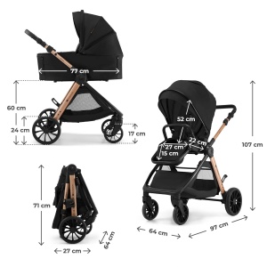 KINDERKRAFT KOLICA ZA BEBE SET 3U1 VESTO 2 BLACK - Img 12