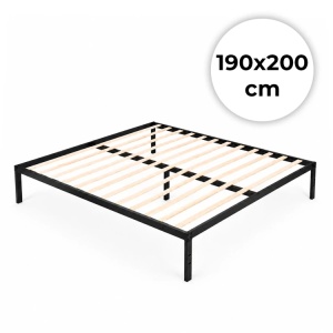 Krevet sa metalnim ramom 190 × 200 cm sa podnicom, crni – ModernHome - Img 5