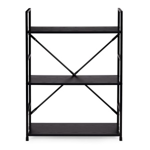 LOFT polica sa 3 police i metalnim okvirom – Black ModernHome - Img 2