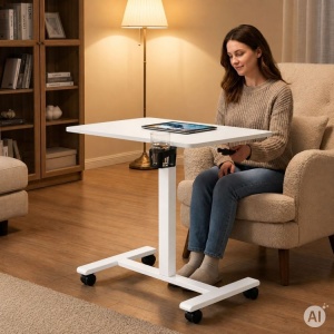 Mobilni podesivi sto za laptop, 70 × 48 cm, bele boje, visina 71,5–112 cm – ModernHome - Img 3