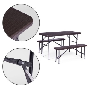 Sklopivi set 120 cm Sto sa 2 Klupe banquet – BROWN - Img 3