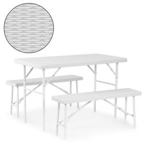 Sklopivi set 120 cm Sto sa 2 Klupe banquet – WHITE - Img 8