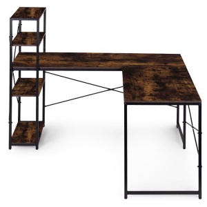 Ugaoni radni sto sa policama – Walnut LOFT ModernHome - Img 5