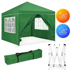 Baštenski šator/paviljon 3×3 m, automatski rasklopiv, sa 4 bočne stranice zeleni – MultiGarden