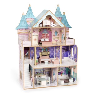 Drvena četvorospratna kućica za lutke Bella Castle, sa 15 komada nameštaja – ECOTOYS - Img 4