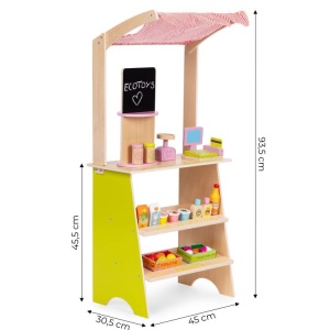 Drvena dečija pijaca sa vagom, POS terminalom i dodacima, 20 delova – EcoToys - Img 10