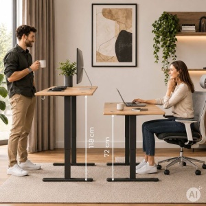 Električni radni sto 140 × 60 cm sa podesivom visinom 72–118 cm, svetli hrast – ModernHome - Img 2