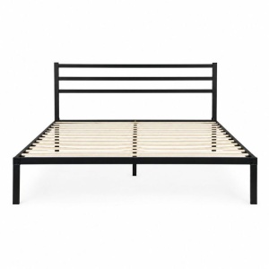 Krevet sa metalnim ramom 190 × 200 cm, podnicom i uzglavljem, crni – ModernHome - Img 4