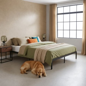 Krevet sa metalnim ramom 190 × 200 cm sa podnicom, crni – ModernHome - Img 2