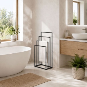 Metalni držač za peškire sa 4 kraka, crni – ModernHome - Img 3