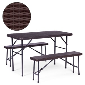 Sklopivi set 120 cm Sto sa 2 Klupe banquet – BROWN - Img 1