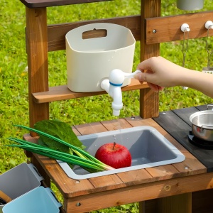 Spoljna drvena kuhinja sa dodacima za igru u pesku i blatu 04 - ECOTOYS - Img 8