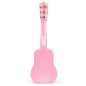 Drvena gitara za decu sa metalnim žicama pink - Img 4