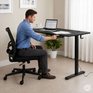 Električni radni sto 140 × 60 cm sa podesivom visinom 72–118 cm, crni – ModernHome - Img 5