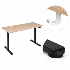 Električni radni sto 140 × 60 cm sa podesivom visinom 72–118 cm, svetli hrast – ModernHome - Img 9