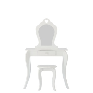 Mali kozmetički toaletni sto, beli, sa ogledalom + stolica - Img 3