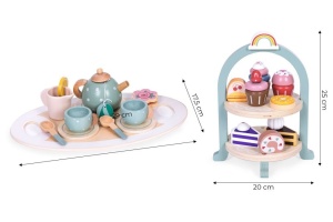 Set za čaj i kafu sa kolačićima i tacnom sa posluživanje ECOTOYS - Img 5