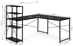 Ugaoni radni sto sa policama – Black LOFT ModernHome - Img 10