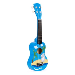 Ukulele drvena gitara za decu sa 4 najlonske žice i trzalicom plava – ECOTOYS - Img 6