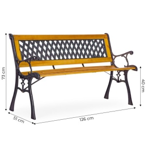 Drvena baštenska klupa sa rešetkastim naslonom 126×51 cm - MultiGarden - Img 8