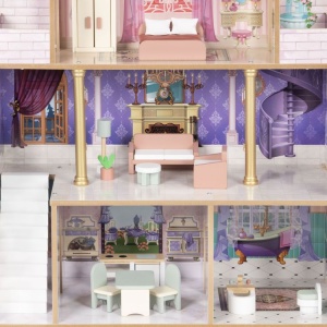 Drvena četvorospratna kućica za lutke Bella Castle, sa 15 komada nameštaja – ECOTOYS - Img 8