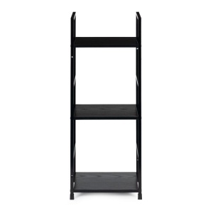Drvena polica sa metalnim LOFT okvirom, 3 nivoa, crna - ModernHome - Img 2