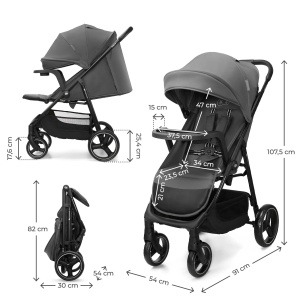 KINDERKRAFT KOLICA ZA BEBE SA TACNOM TRIG 3 GREY - Img 11
