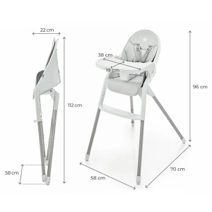 KINDERKRAFT STOLICA ZA HRANJENJE DINNLY LIGHT GREY - Img 2