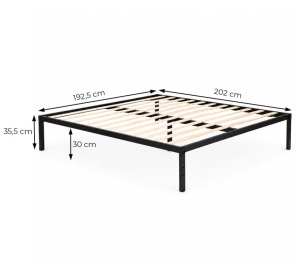 Krevet sa metalnim ramom 190 × 200 cm sa podnicom, crni – ModernHome - Img 6