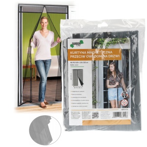 Magnetna zavesa protiv insekata za vrata 80/90/100 × 210/220 cm, siva