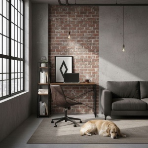 Radni sto 120x60 cm sa policama Loft Style ModernHome - Img 3