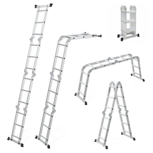 Aluminijumske višenamenske merdevine 4x3, sa šarkama, sklopive, nosivost 150 kg, ModernHome