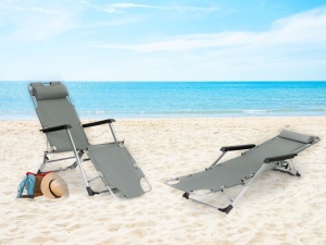 Baštenska ležaljka za plažu 2u1, siva, MultiGarden - Img 7