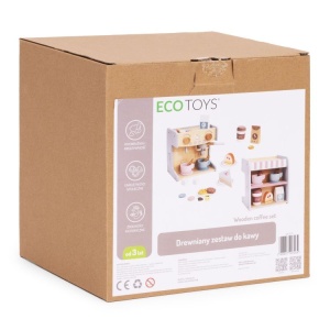 Drveni dečiji aparat za kafu 2 u 1 sa barista setom, 26 dodataka – EcoToys - Img 9