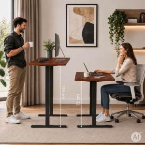 Električni radni sto 140 × 60 cm sa podesivom visinom 72–118 cm, tamni hrast – ModernHome - Img 3
