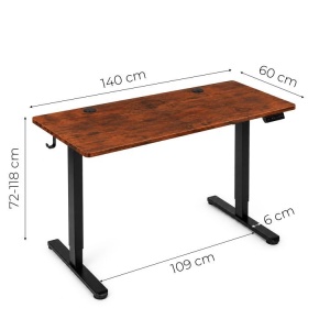 Električni radni sto 140 × 60 cm sa podesivom visinom 72–118 cm, rustični hrast – ModernHome - Img 11
