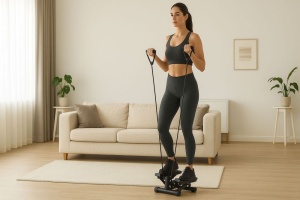 Fitnes steper sa elastičnim trakama za vežbanje i LCD displejom – ModernHome