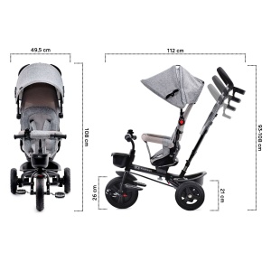 KINDERKRAFT TRICIKL AVEO 2U1 LIGHT GREY - Img 10