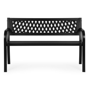 Metalna baštenska klupa 120×50 cm sa rešetkastim naslonom, crna - MultiGarden - Img 4