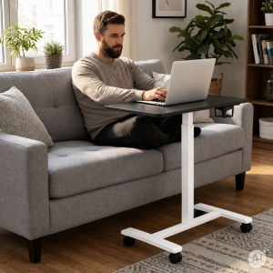 Mobilni podesivi sto za laptop 70 × 48 cm, visina 71,5–112 cm, crna radna ploča – ModernHome - Img 2