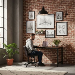 Radni sto za računar 120 × 60 cm, starinski orah – ModernHome - Img 3