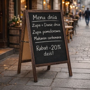 Reklamni A-stalak 83×50 cm, dvostrana tabla za pisanje kredom – ModernHome - Img 2
