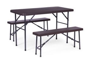 Sklopivi set 120 cm Sto sa 2 Klupe banquet – BROWN - Img 6