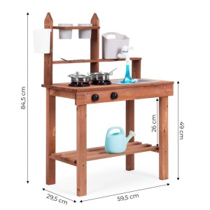 Spoljna drvena kuhinja sa dodacima za igru u pesku i blatu 05 - ECOTOYS - Img 9