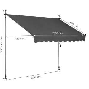 Tenda za terasu i balkon sa podešavanjem visine 3x1.2m Gray Multigarden - Img 4
