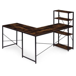 Ugaoni radni sto sa policama – Walnut LOFT ModernHome - Img 3